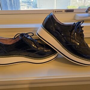 Black Patent Leather Platform Oxfords